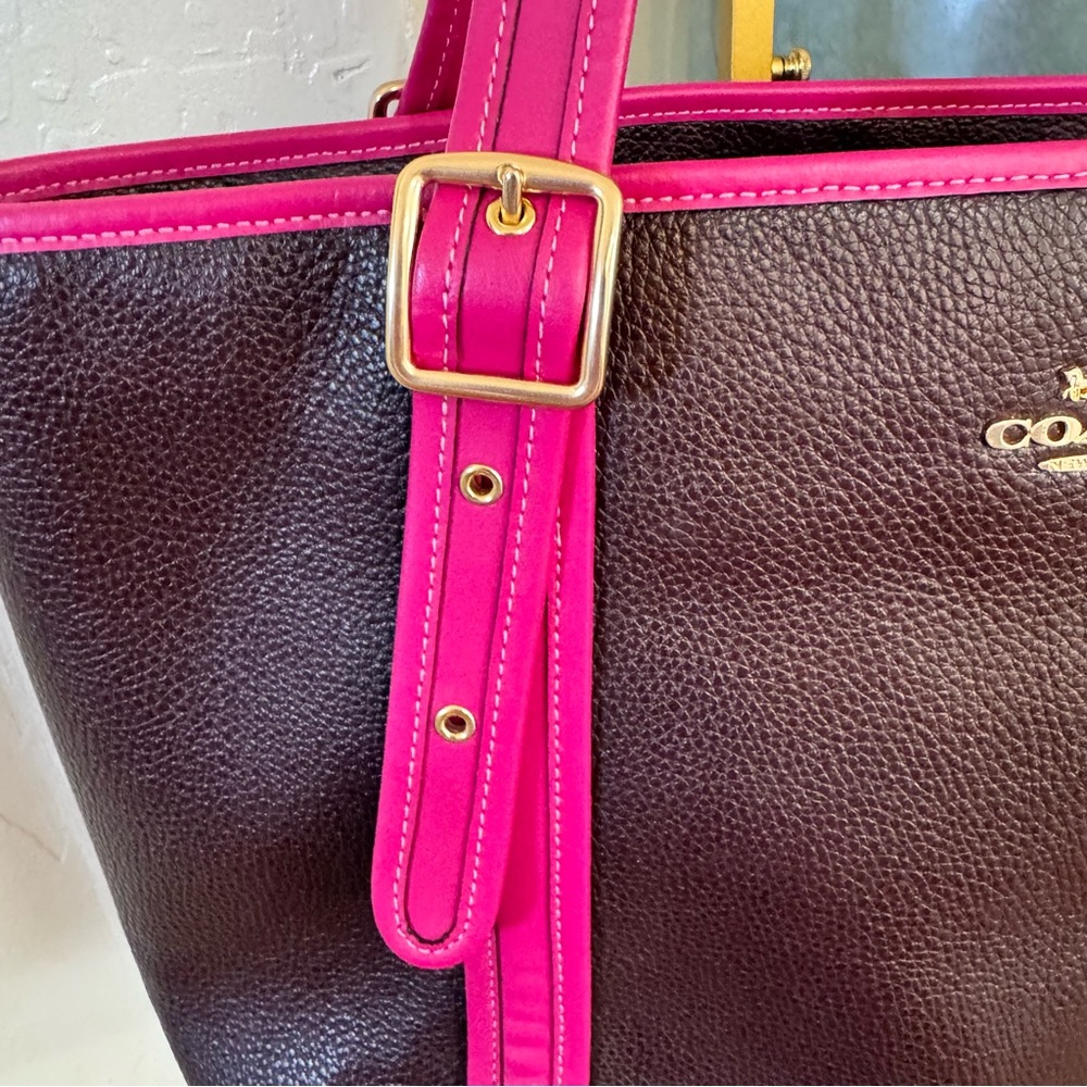 Coach Ashton Tote Bag #CM080 Oxblood & Fuchsia Pebble Leather $450 Retail - NWT - Picture 6 of 14